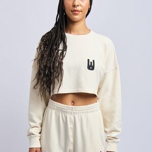 NWOT Icon Cloudfleece Cropped Sweatshirt, Alabaster White 100% Organic Cotton